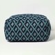 image 1 of Homescapes Tula Handwoven Textured Navy & Teal Pouffe Bean Cube