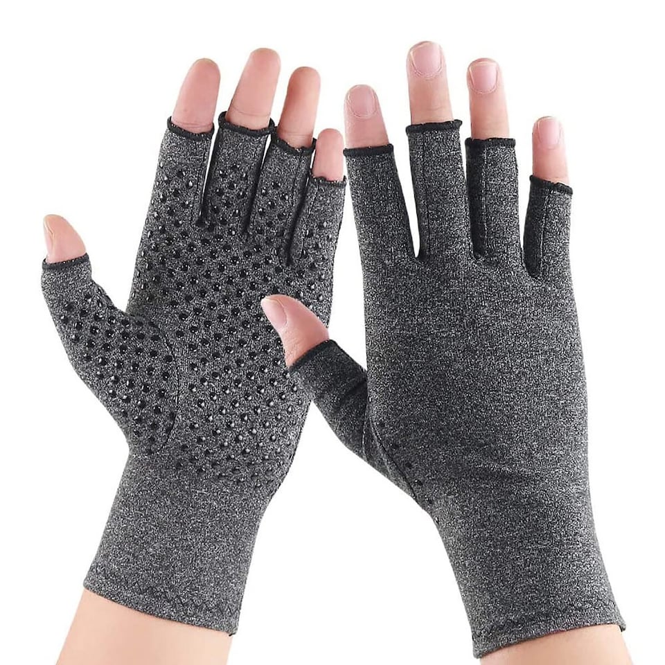 image 1 of Anti Arthritis Fingerless Support Rheumatoid Hand Pain Relief Compression Gloves