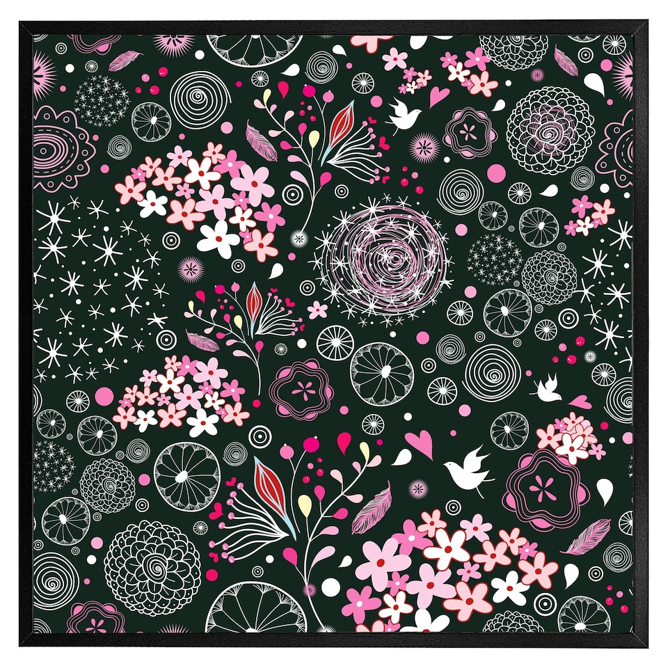 image 1 of Different flowers, shapes & birds (Picture Frame) Brown | M
