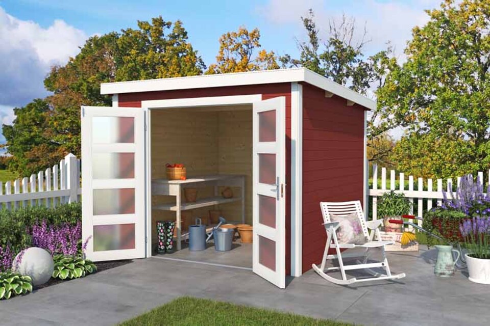 image 1 of Zambezi 3-Log Cabin, Wooden Garden Room, Timber Summerhouse, Home Office - L270 x W224.6 x H210.9 cm | Brown