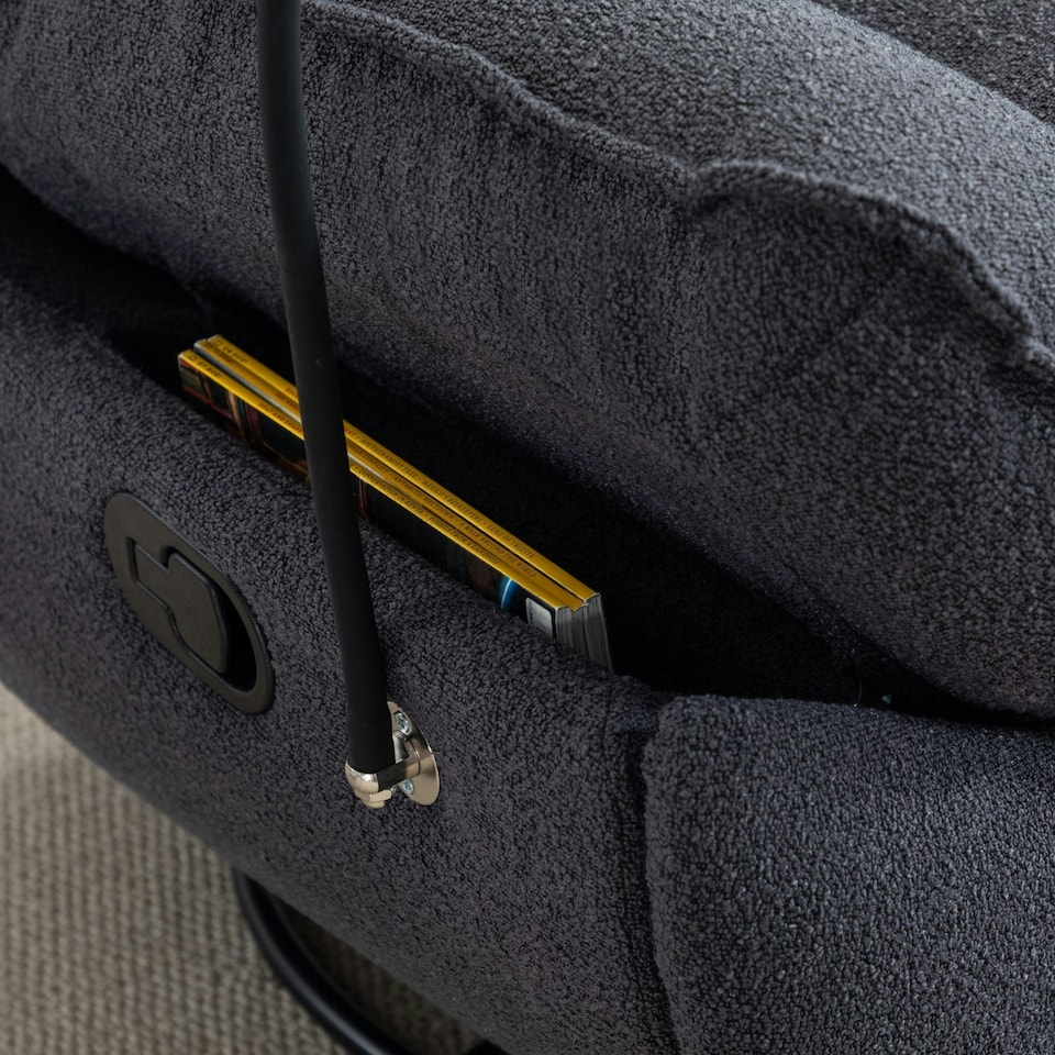 image 1 of Fallon Boucle Fabric Swivel Based Recliner Chair - Dark Grey