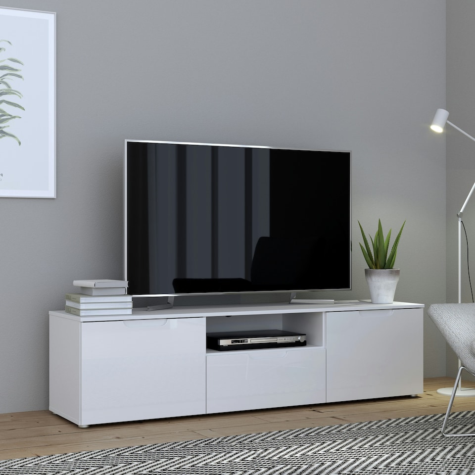 image 1 of Sienna TV Unit  in White/White High Gloss