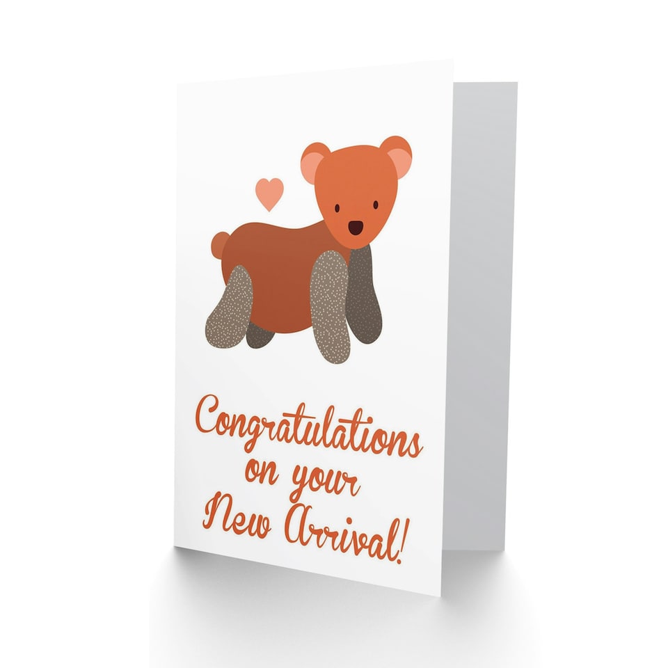 image 1 of New Arrival Patchwork Teddy Bear New Baby Card