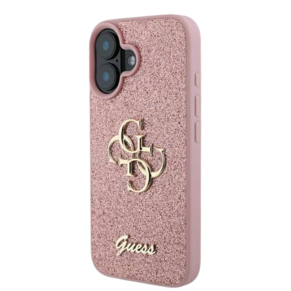 image 1 of Guess IML Glitter Circle Case with MagSafe for iPhone 16 6.1 Pink
