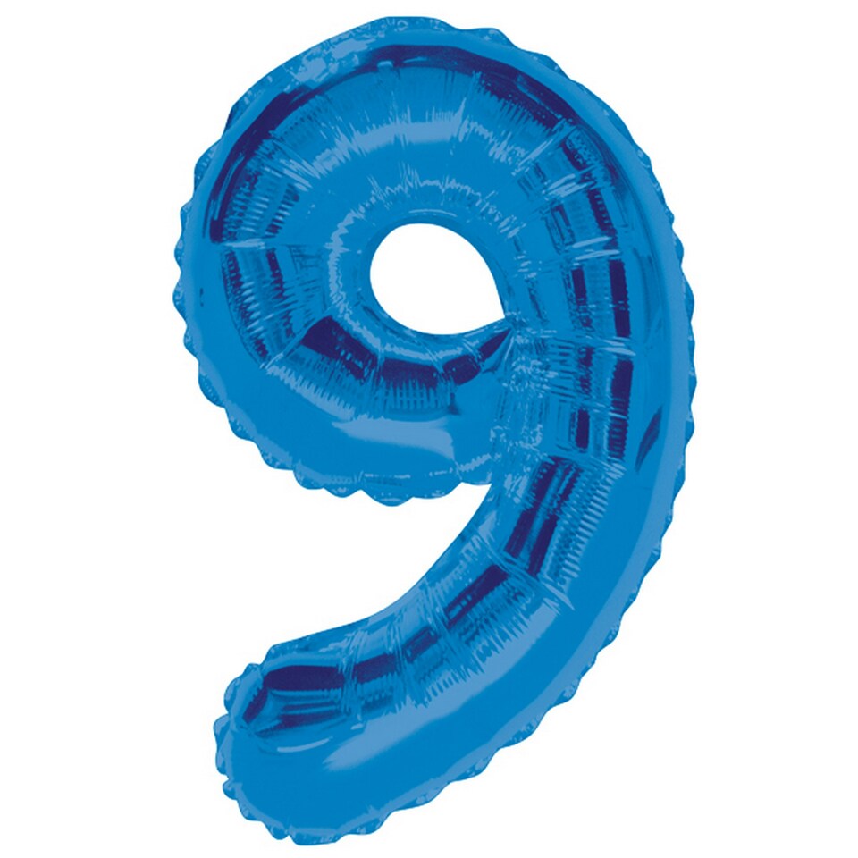 image 1 of Unique Party 34 Inch Blue Glitz Number Balloon (0-9) - Blue - 4