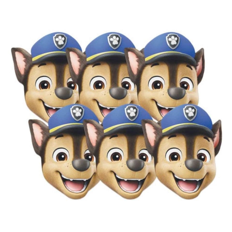 image 1 of Chase Paw Patrol Cardboard Face Masks - Pack of 6
