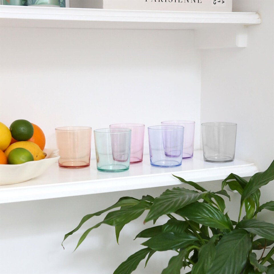 image 1 of LAV Bodega Glass Tumblers - 345ml - Colour Base - Pack of 6 | Multi | Full Colour
