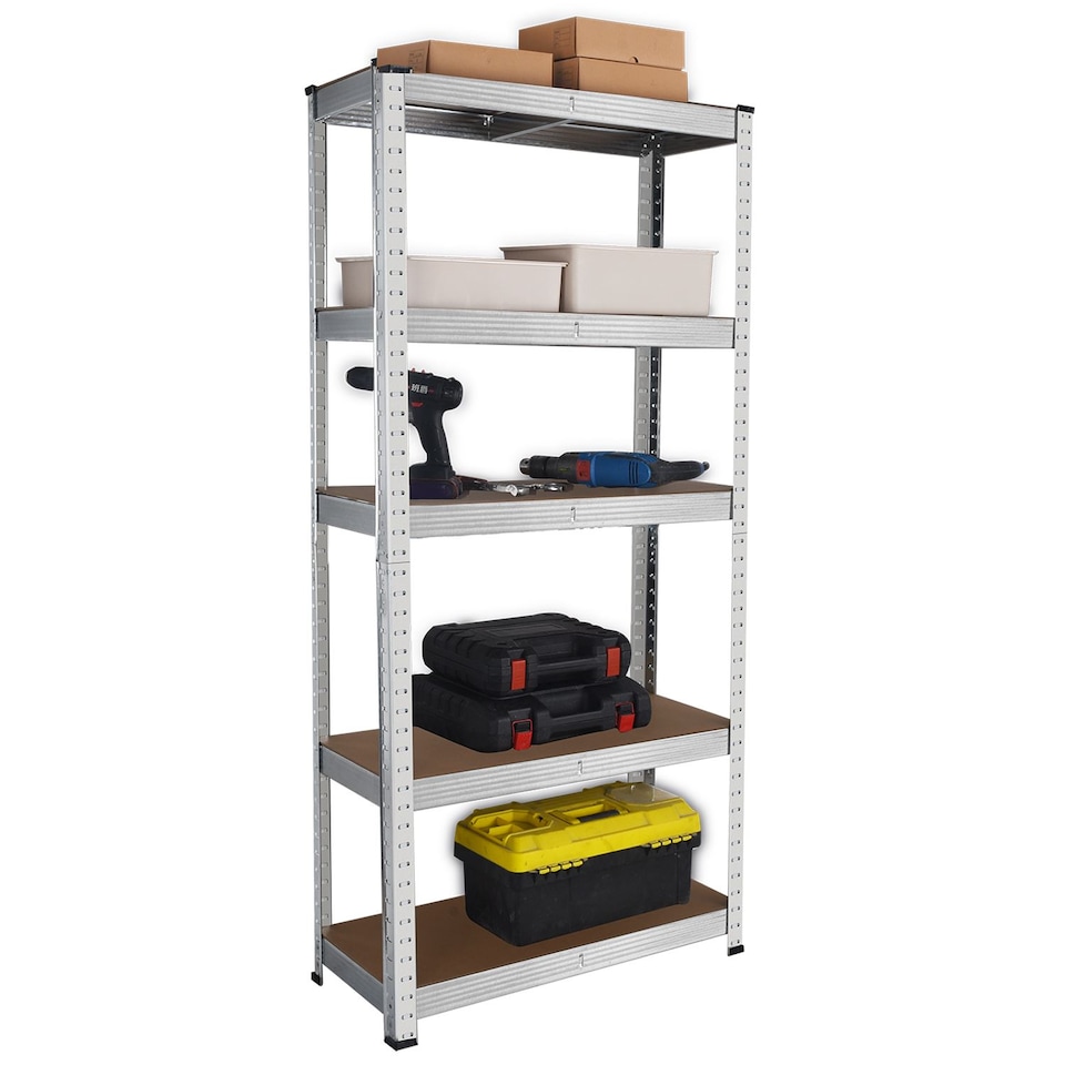image 1 of House of Home Garage Racking 5 Tier Shelving Unit Boltless Heavy Duty Metal Shelf Shed Storage Silver