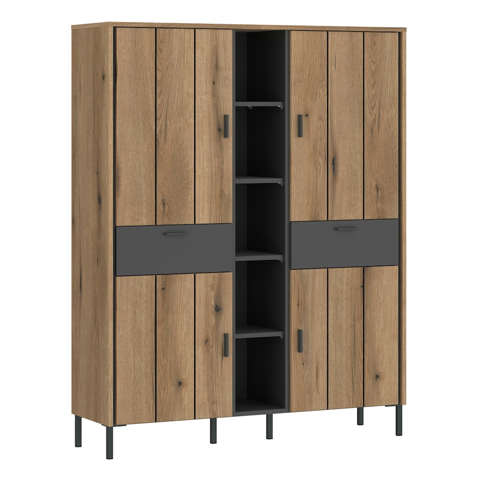 image 1 of Arundel Wardrobe 4 Door 2 Drawer in Oak/Grey