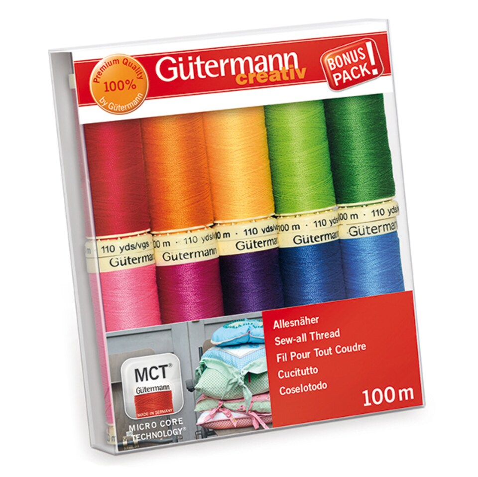 Gutermann Sew-All Thread Set - 10x100m, Essential Universal Thread for Everyday Sewing & Repairs