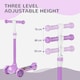 image 3 of AIYAPLAY Kids Scooter, 3 Wheel Scooter for Toddlers Ages 2-6, with 3-level Adjustable Height, LED Light, TPE Handlebar, Kick Scooter for Boys and Girls | Purple | Purple