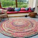 image 3 of MISHRAN Round Rug Hand Woven with Braids - Jute - L150 x W150 - Multicolour Multi