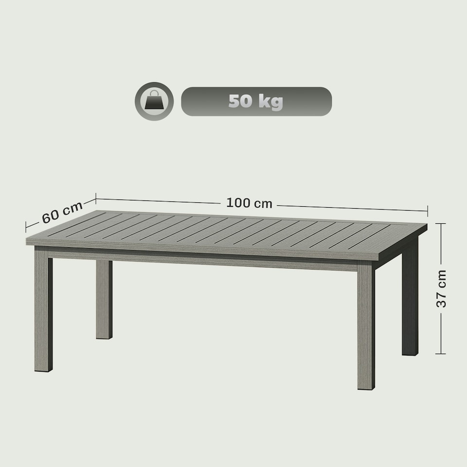 image 1 of Outsunny Garden Aluminium Outdoor Coffee Table Patio Table w/ Grey Grey | Grey
