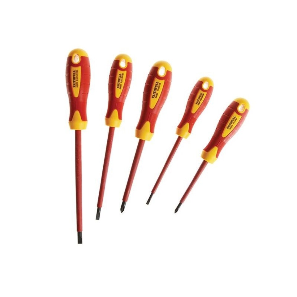 Faithfull Vde Soft Grip Screwdriver Set, 5 Piece - Multi Colour - One Size