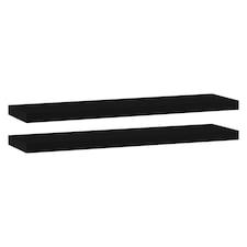 Floating Wooden Wall Shelves - 90x23.5cm | Black | Black & Set of 2 | 2