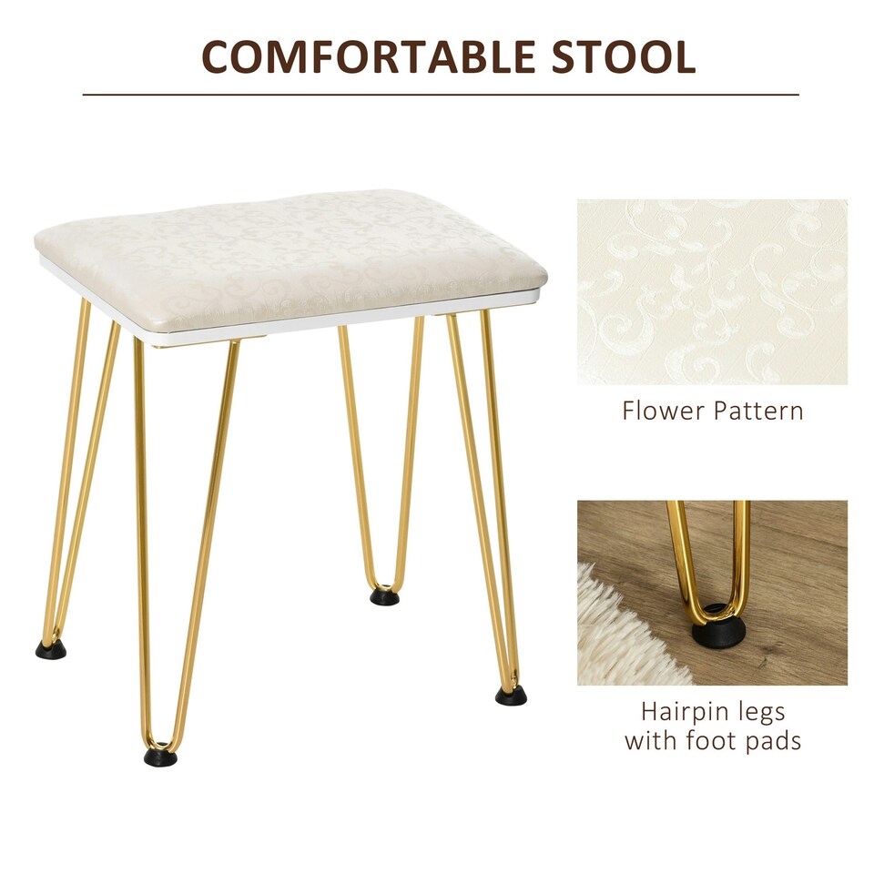 image 1 of HOMCOM Dressing Table Set With LED Mirror & Stool 2 Drawers Makeup Desk