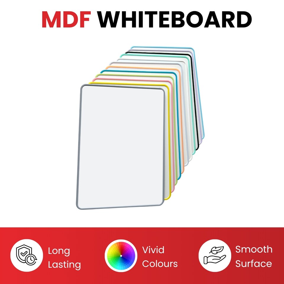 image 1 of Pack of 6 A4 Double Sided Magnetic Erasable MDF Plain Whiteboards With Pink Border | Pink | Pink