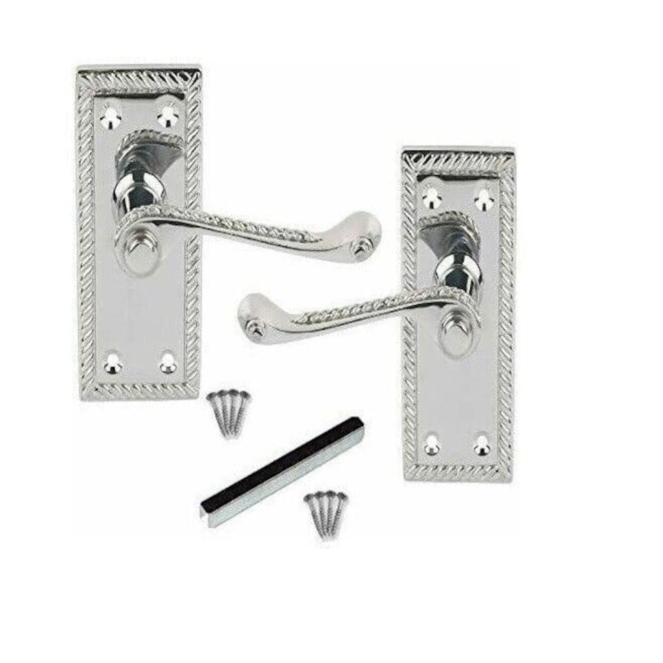 image 1 of Golden Grace 4 Pair Georgian Lever Latch Door Handles in Polished Chrome - 107mm x 48mm Chrome