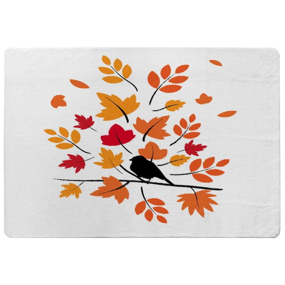 image 1 of Autumn Bird on Branch (Rug) Orange | Small: 60x110cm