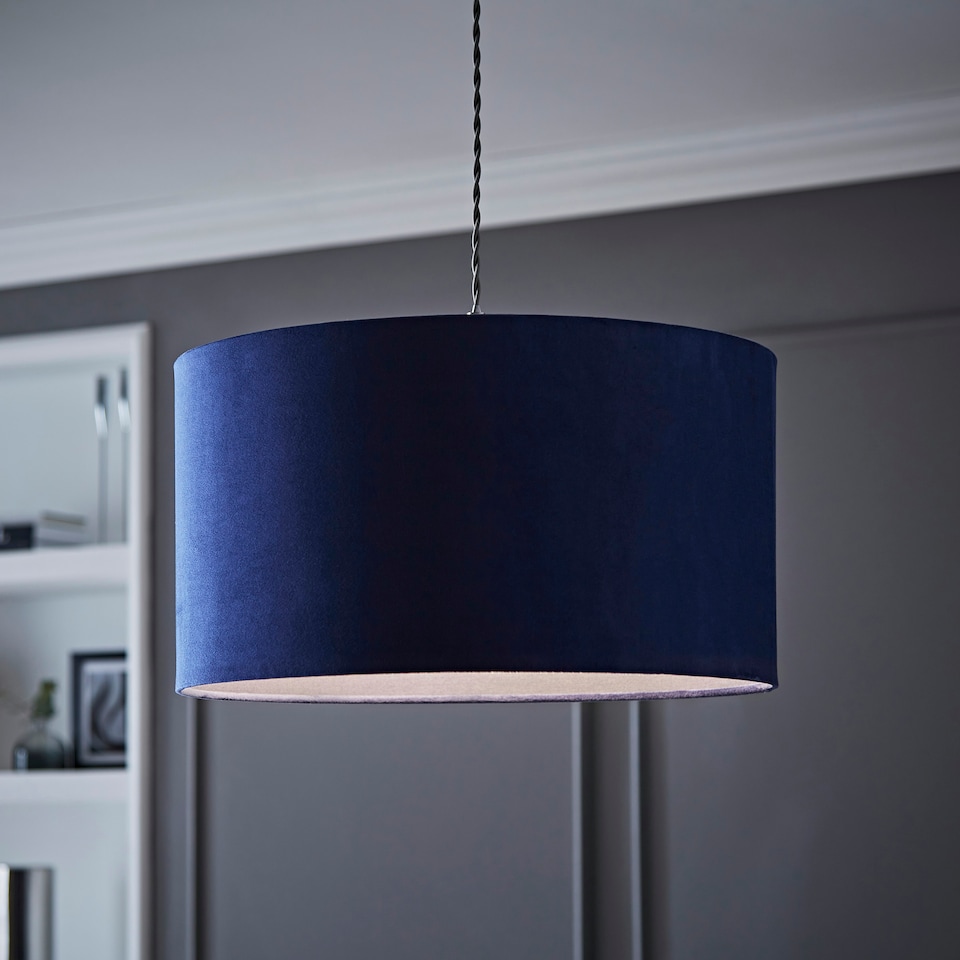 image 1 of ValueLights Reni Large Navy Velvet Pendant Shade Blue