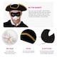 image 2 of Highway Man Costume - Gold Trim Tricorn Hat, Cape, Nose & Mask Black | One Size