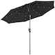 image 1 of Outsunny Garden Parasol Outdoor Tilt Sun Umbrella LED Light Black