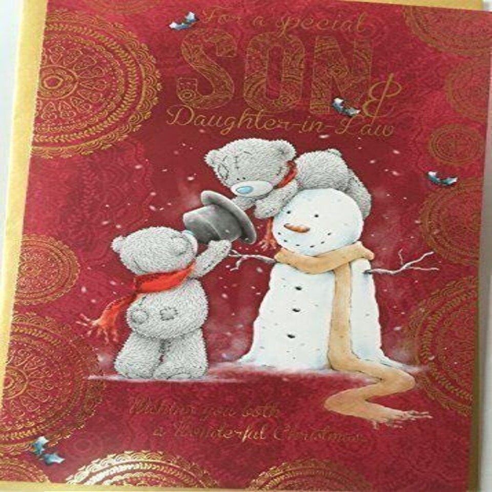 image 1 of ME TO YOU FOR A SPECIAL SON & DAUGHTER-IN-LAW CHRISTMAS CARD TATTY TEDDY BEAR