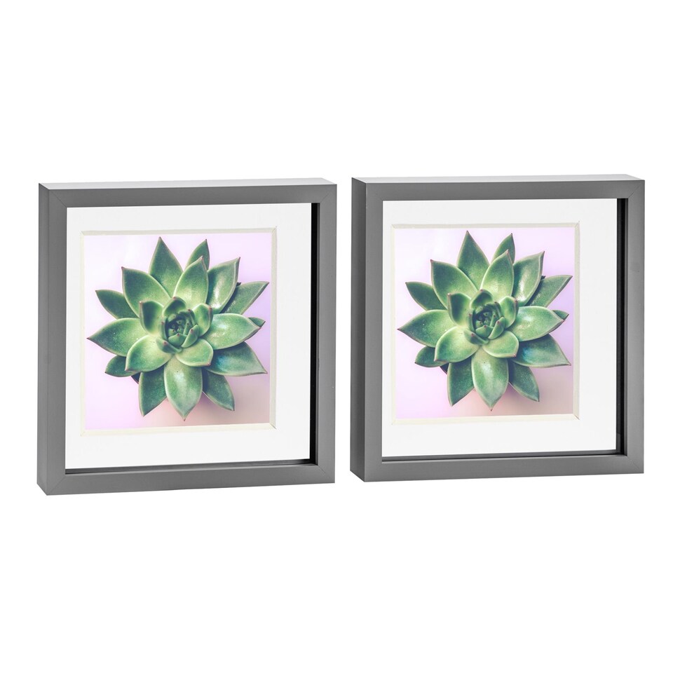 image 1 of Nicola Spring 10 x 10" Photo Frames - Grey/White Mount - 3D Picture Frame Box Portrait Display Case (53 x 53cm) Set of 2