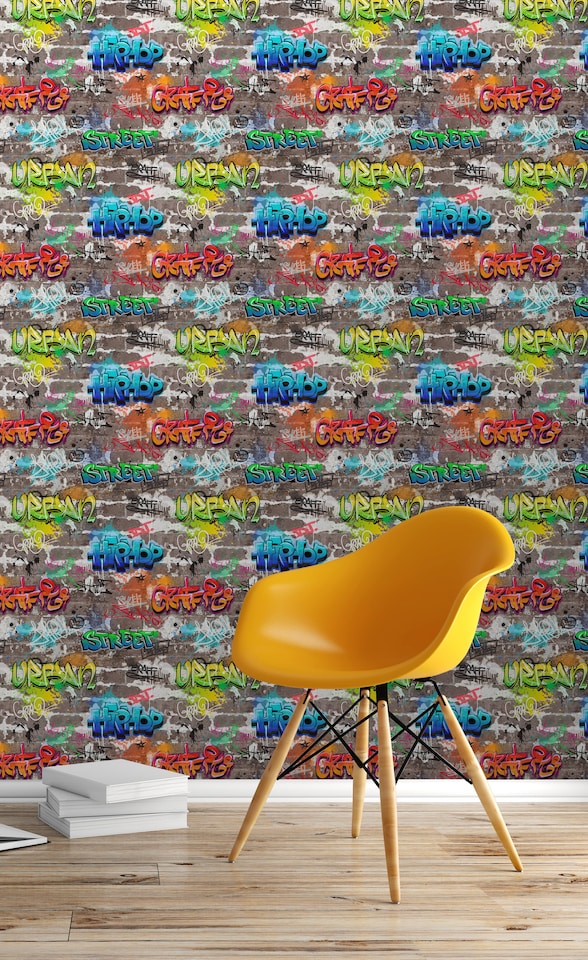 image 1 of Fine Decor FD41582 Novelty Graffiti Wallpaper, Multi