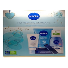Nivea Refreshing Skincare Set - Night Cream, Day Cream, Eye Makeup Remover, Wash