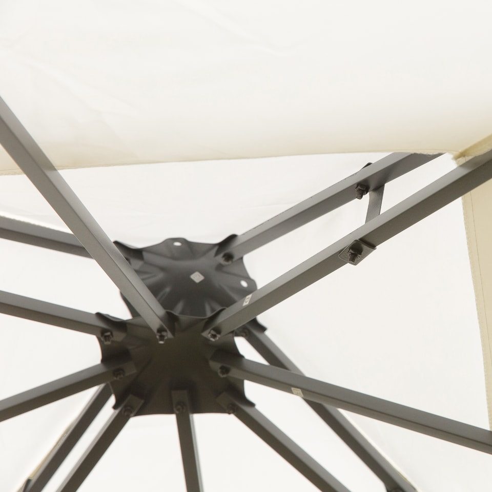 image 1 of Outsunny 3 x 3m Outdoor Steel Gazebo with 2 Tier Roof, Garden Gazebo Patio Canopy Marquee Shelter with Decorative Steel Frame  Cream