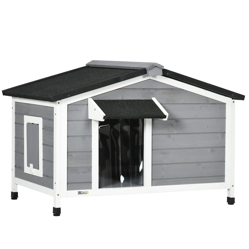 image 1 of PawHut Wooden Dog Kennel for Outside 97L x 72W x 65Hcm, Grey