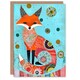 image 1 of Folk Portrait Colourful Fox Pattern Design Him Her Birthday Card
