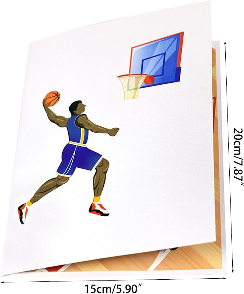 image 1 of Basketball Players 3D Pop Up Greeting Card