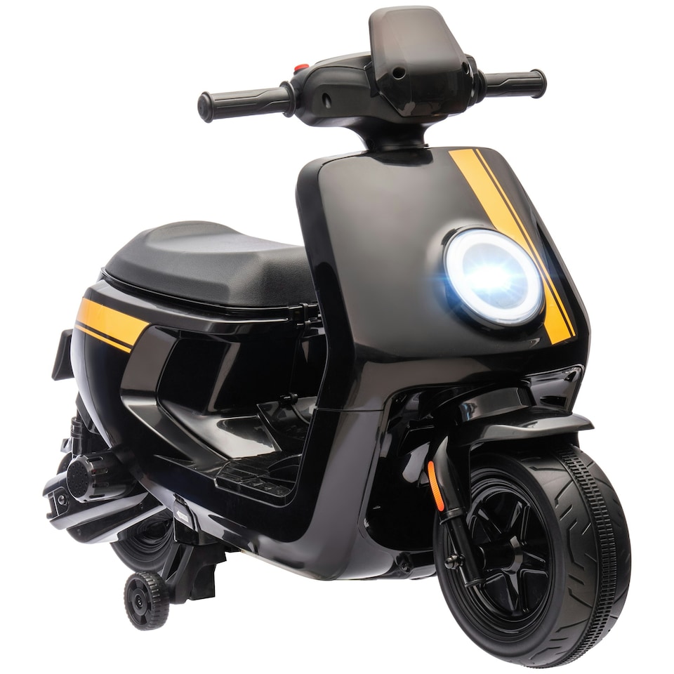 image 1 of AIYAPLAY 6V Kids Electric Motorbike with Headlight and Music - Black