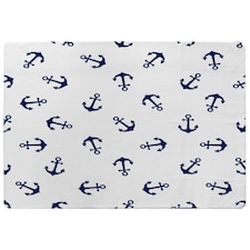 Navy Anchors on White (Rug) Blue | Small: 60x110cm