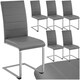 image 1 of Dining Chairs - cantilevered, high backrest, flat steel frame - Set of 6 Grey