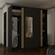 image 3 of Spacious 203cm Sliding Wardrobe with Paneled Mirror Doors & Votan Strip | Adjustable Interior | White, Black, Grey, Oak Black | Black203cm