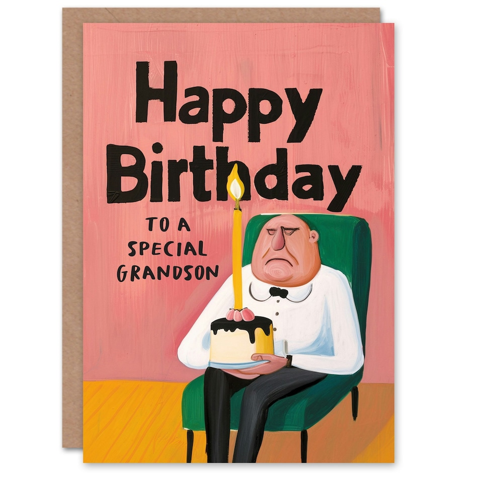 image 1 of Special Grumpy Man Cake Fun Joke Grandson Funny Birthday Card