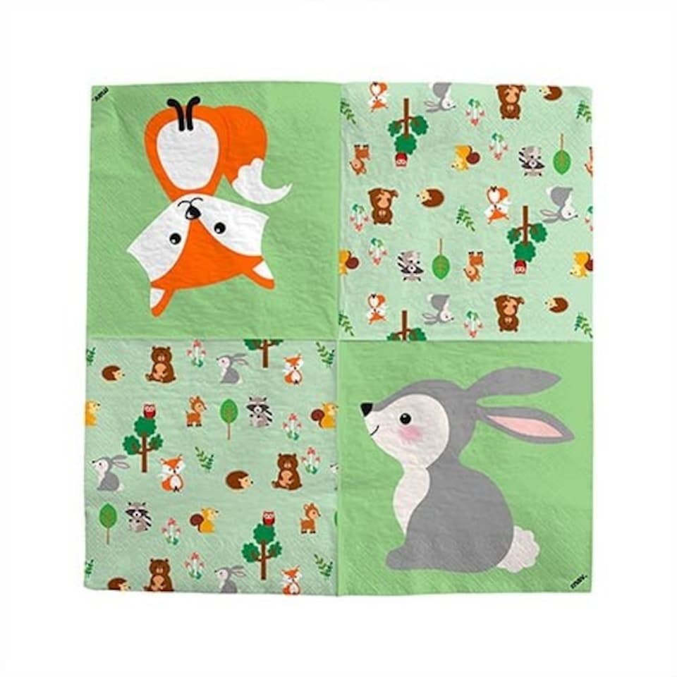 image 1 of Woodland Animals Luncheon Napkins 3 Ply 33cm - Pack of 20
