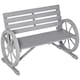 image 1 of Outsunny 2 Seater Garden Bench w/ Wooden Cart Wagon Wheel Carbon Grey