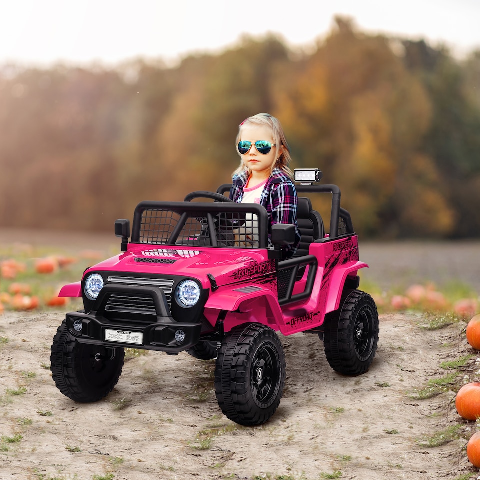 image 1 of AIYAPLAY Kids Ride On Car, 12V Electric Car for Kids with 4 Spring Suspension Wheels, Parental Remote Control, Music Horn LED Lights, Pink