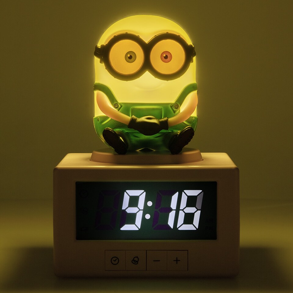 image 1 of Minions Icon Alarm Clock, Digital Clock with Alarm Function for Bedside or Desk, Character Bedroom Decor Gift, Paladone