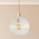 image 1 of ValueLights Maddison Clear Ribbed Glass Globe Easy Fit Pendant Lamp Shade with LED Bulb Multi