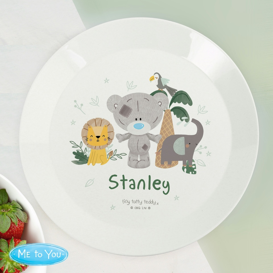 image 1 of Personalised Tiny Tatty Teddy Jungle Animals Plate