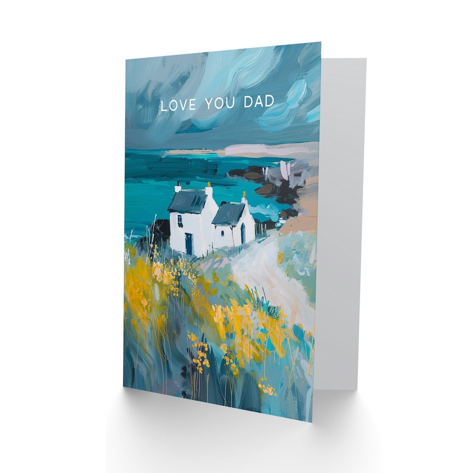 image 1 of Scottish Seaside Cottage Oil Fathers Day Dad Card