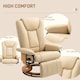 image 6 of HOMCOM PU Leather Reclining Armchair with Footrest for Living Room, Beige Cream | Yellow Wood Tone Base