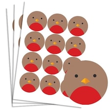 Christmas Robin Round Stickers 60mm - Sheet of 12