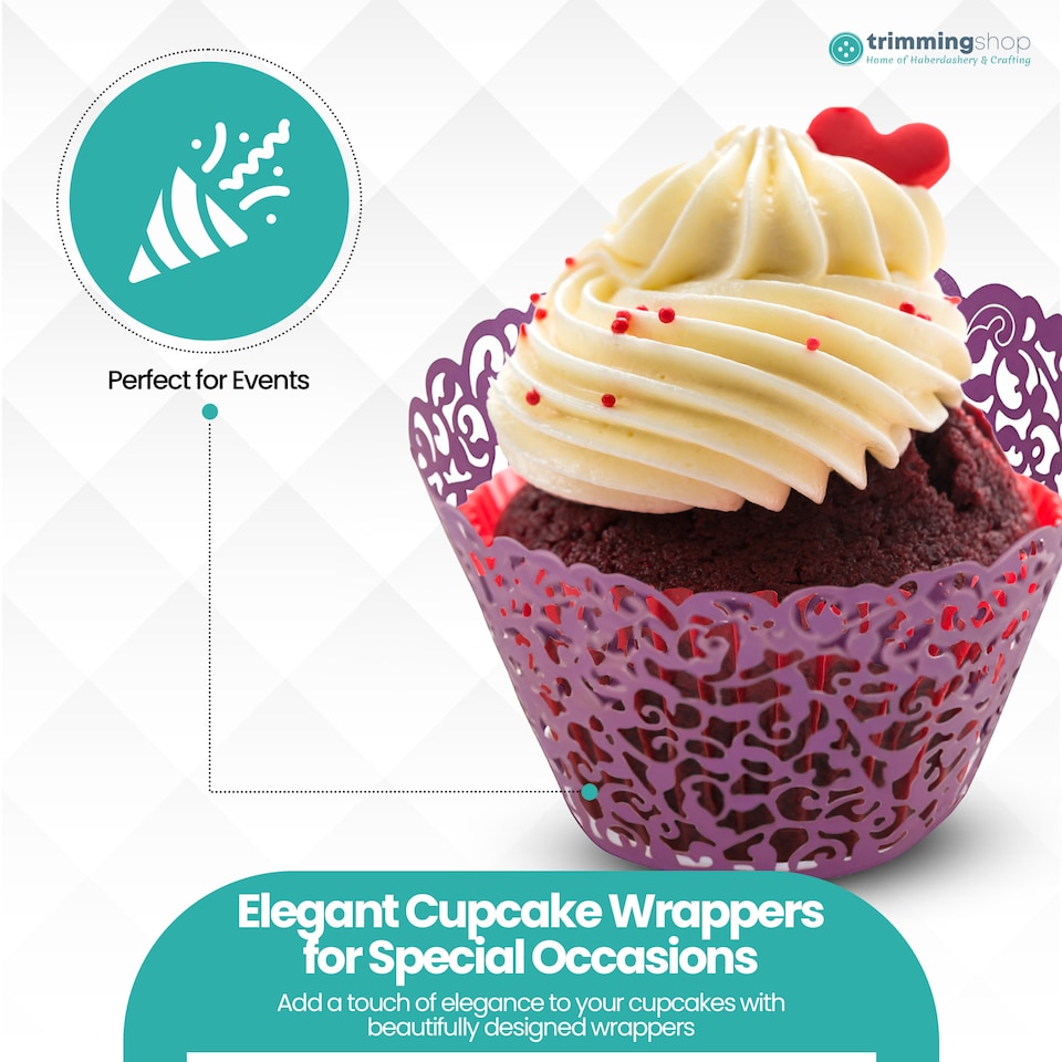 image 1 of Cupcake Wrappers Laser Cut Floral Design Paper Cup Holders - 25pcs