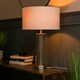 image 3 of ValueLights Brushed Chrome Table Lamp With Large Dark Grey Shade